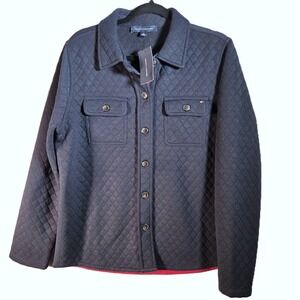 NWT Tommy Hilfiger Mens Quilted Shirt Jacket Shacket Navy Blue Size M
